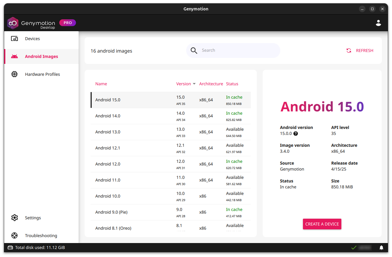 Android images panel