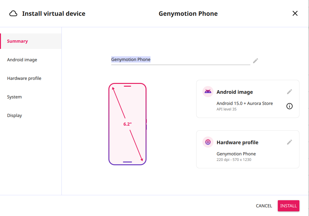 Cloud device creation wizard