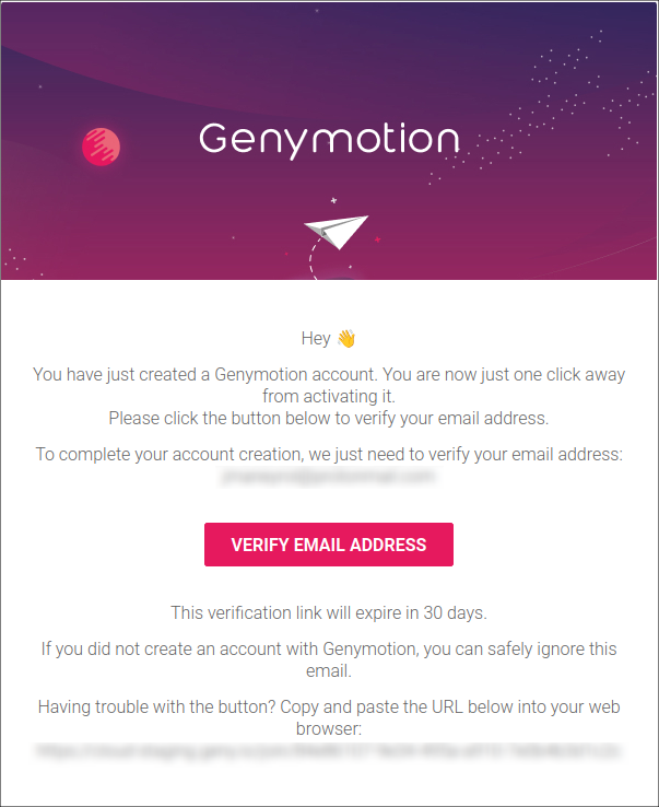 Account verification email