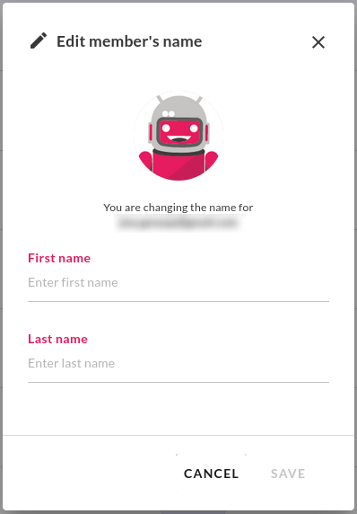 Edit user name dialog