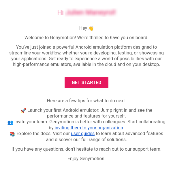 Account confirmation email