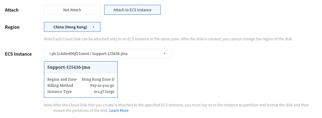 Attach to ECS instance