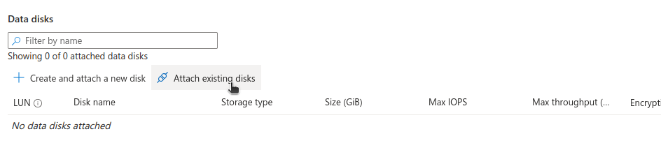 Attach existing disk