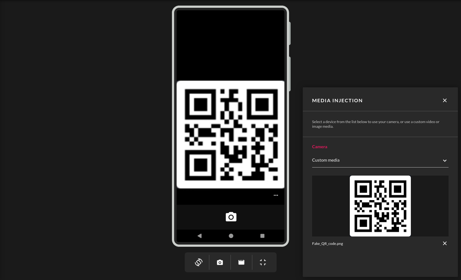 Screenshot showing a video playing in the device camera.