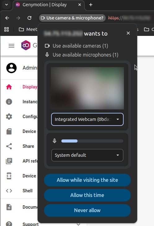 Allow camera and microphone access