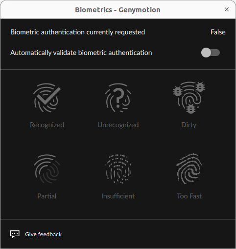Biometrics widget disabled