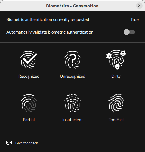 Biometrics widget enabled