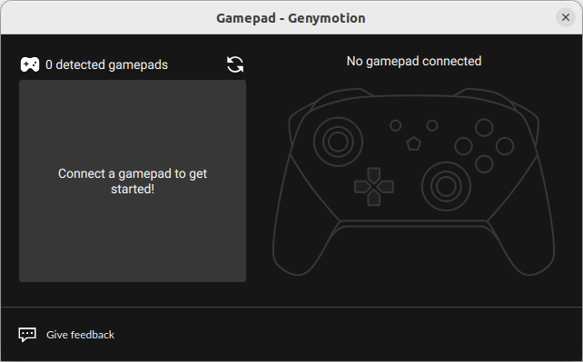 Gamepad widget window without connected gamepad