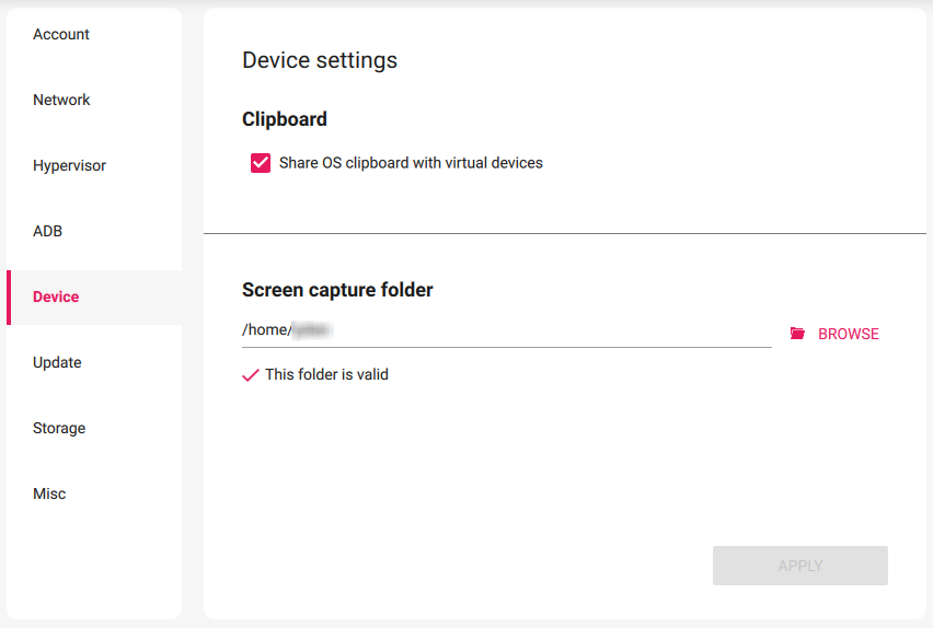 Device tab