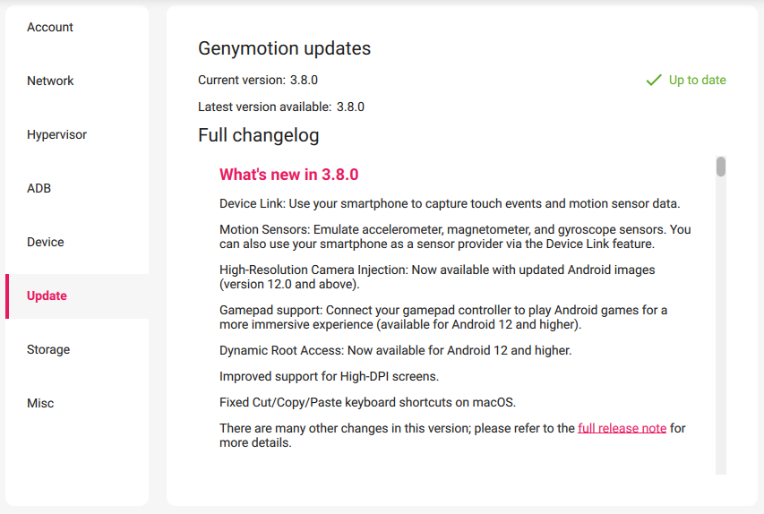 Update tab