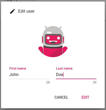 Edit user name dialog