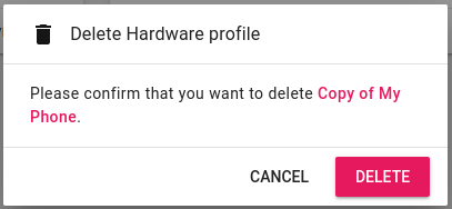 Hardware profile delete popup